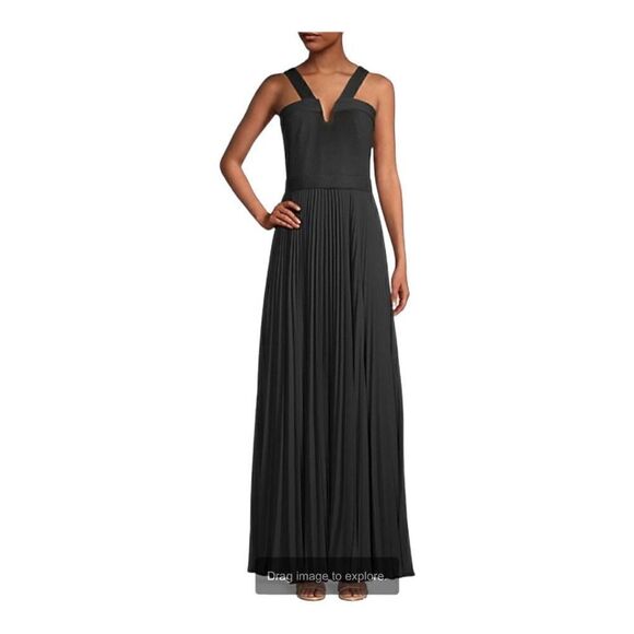 Ungaro black Pleated Off-the-Shoulder Gown Size 2 NWT - Picture 1 of 9
